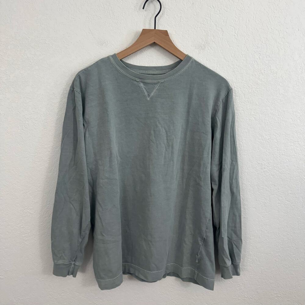 Woolrich Men's Long Sleeve Crew Neck Cotton Pullover Tee Shirt Chambray Grey M
